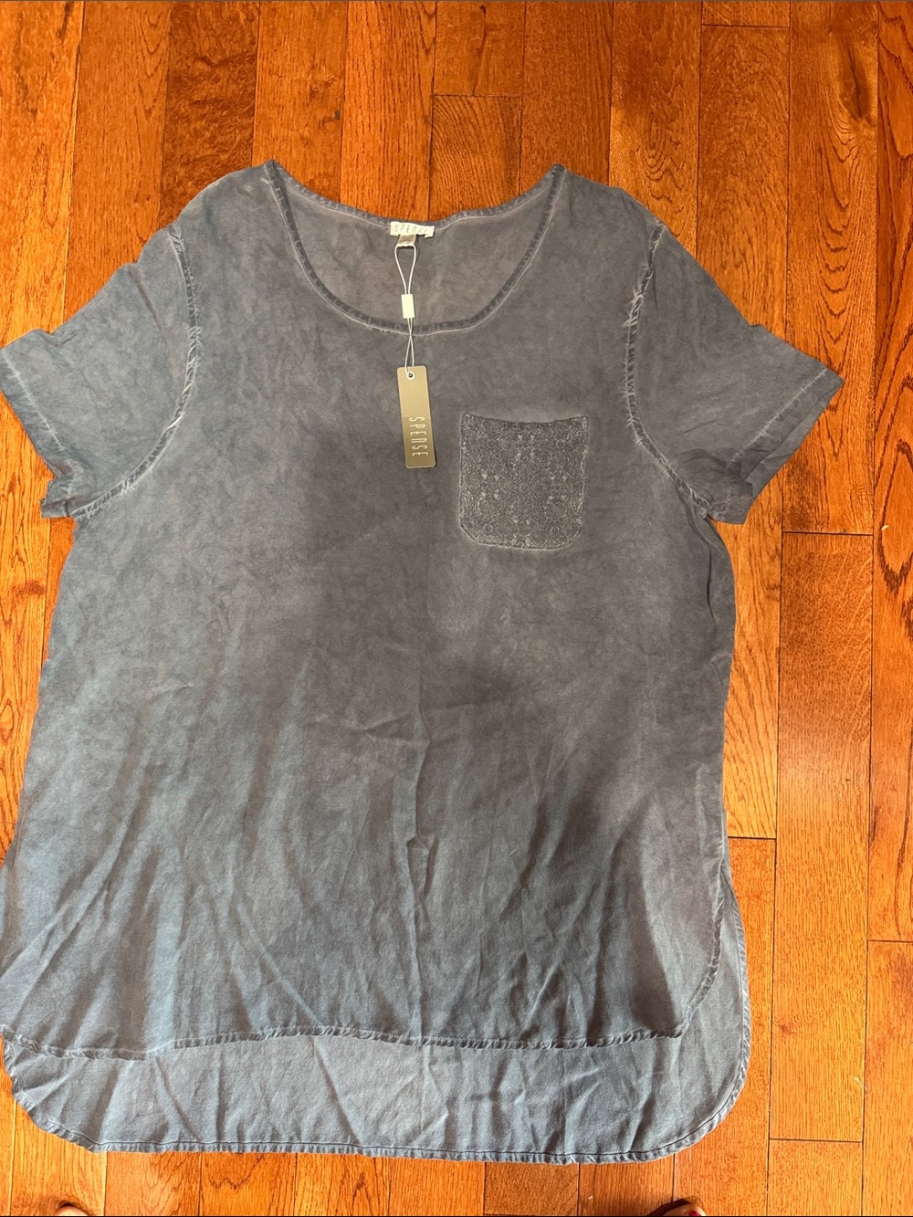 Spense Washed Charcoal Short Sleeve Pocket Tee